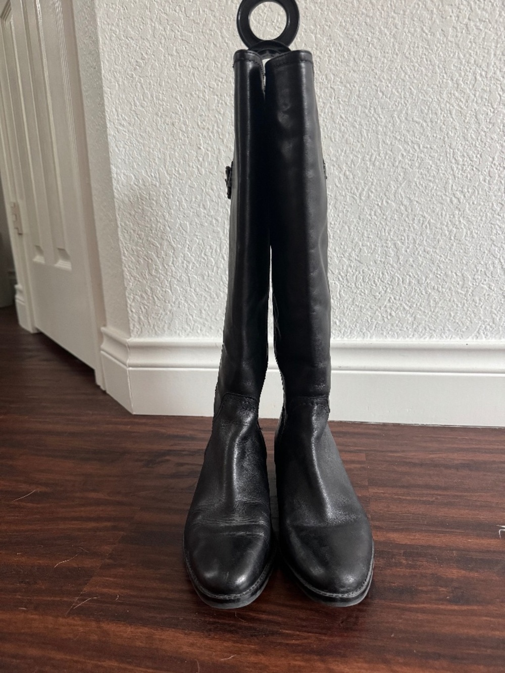 Black Leather Riding Boots zip up